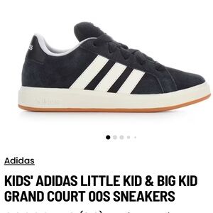 Adidas Kids' Black and White Grand Court Sneakers. Size 12k